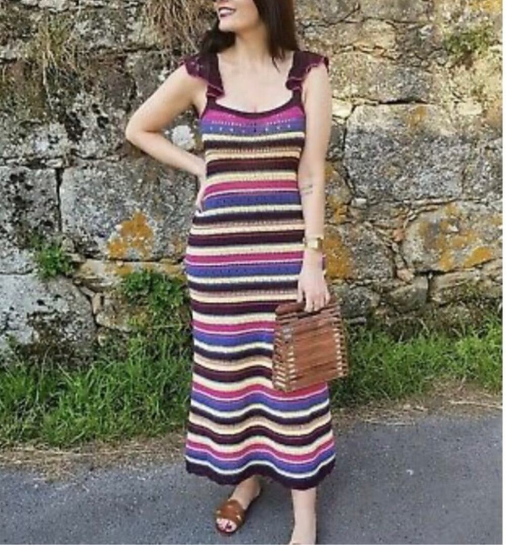 ZARA LONG CROCHET DRESS MULTICOLORED
